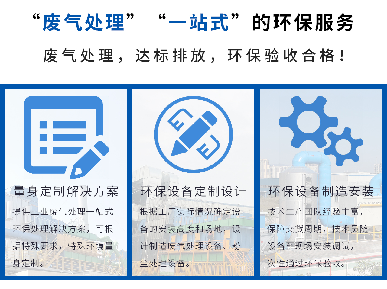 “廢氣處理，達標排放，環(huán)保驗收合格！