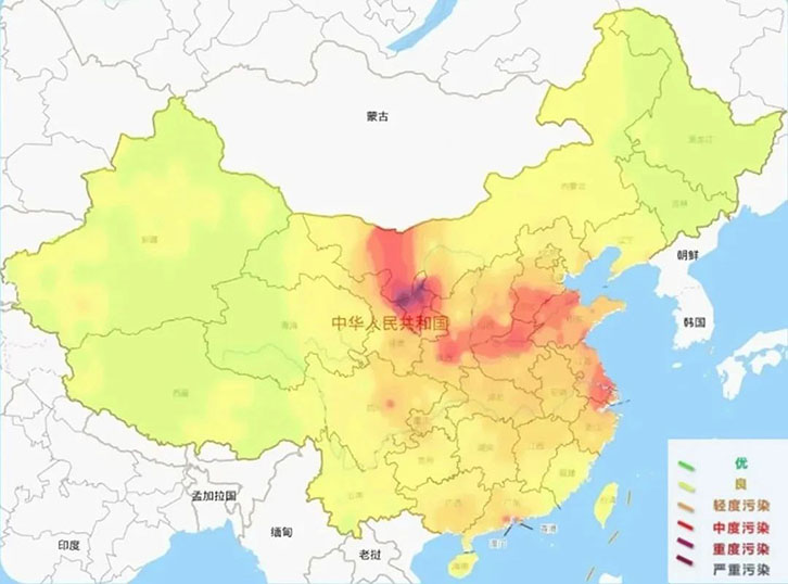2021年6月6日全國AQI區(qū)域分布圖